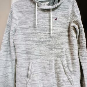 Hollister Gray and White Lightweight Shirt Jacket Marled Design